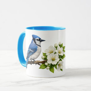 Blåskrika med vita blommor mugg