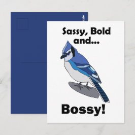 Blåskrika Sassy Djärv Bestämmande Fågel Födelsedag Vykort