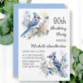 Blåskrikafågelblommor vår 90-årsdag inbjudningar