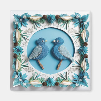 Blåskrikor Papperskonst Magnet