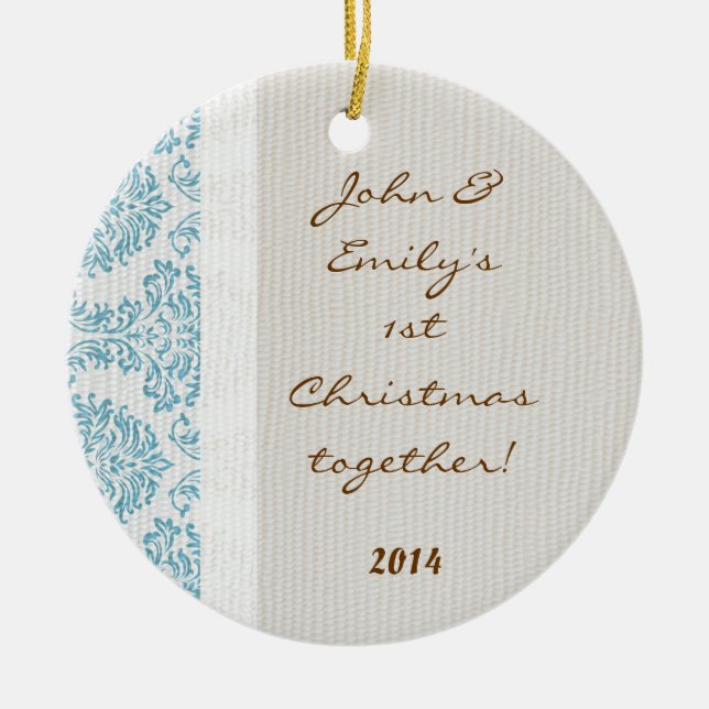 Blåskugga Snöre Skriv ut Personlig Namn Ornament (Framsidan)
