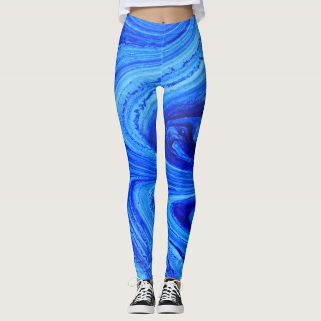 Blåskuggor av Vatten Färg Art Leggings (Framsida)