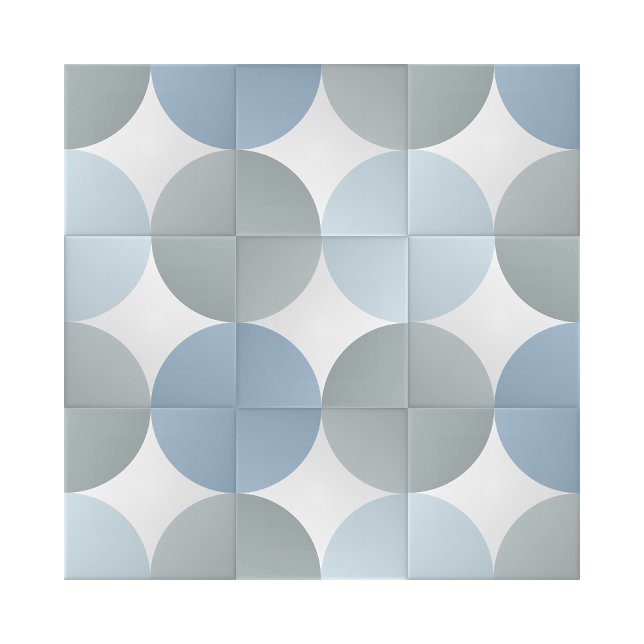 Blåskuggor En fjärde cirkel Geometrisk design Kakelplatta (blue gray geometric circles ceramic tiles)