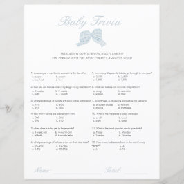 Blåskuren babydusch baby trivia-spel