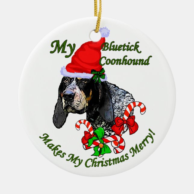 Blåskuren Coonhound-julklappar Ornament (Framsidan)