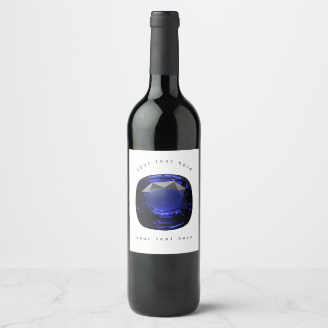 Blåskuren Sapphire Vinflaska Etikett (Framsida)