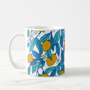 Blåslemon: Utformning av vattenfärgen Blommigt. Kaffemugg