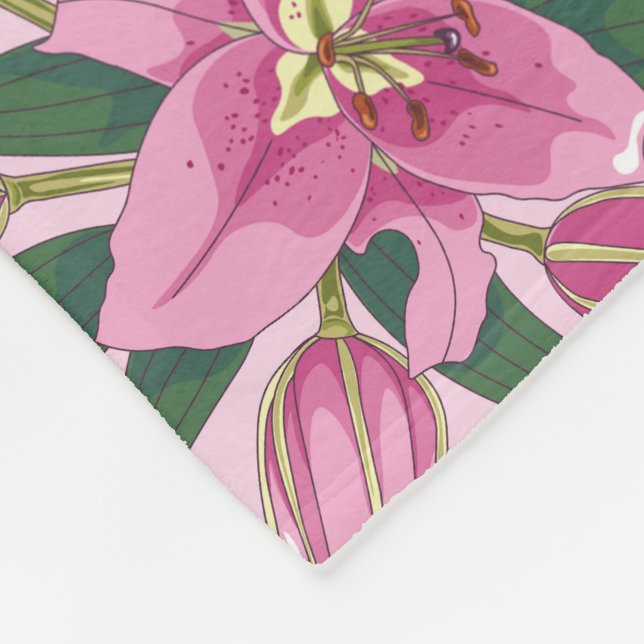 Blåslilier i Pastellns Rosa Fleecefilt (Hörn)