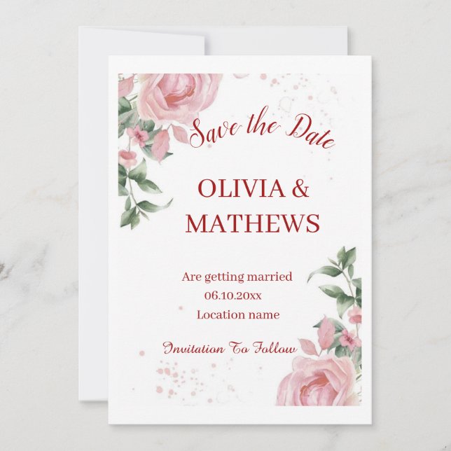 Blåsling i Bloom: A Bröllop Firande i Rosa Inbjudningar (Framsida)