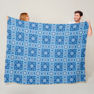 Blåsnöig blommigt, kvadratisk ruta mönster fleecefilt