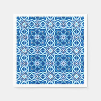 Blåsnöig blommigt, kvadratisk ruta mönster pappersservett