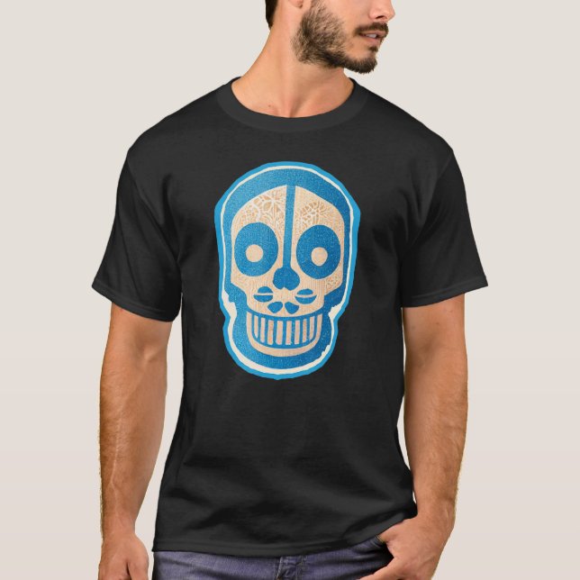 Blåsockelskullig handbelysning - enkel Calavera T Shirt (Framsida)
