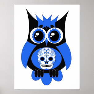 Blåsocker Skull Uggla Poster
