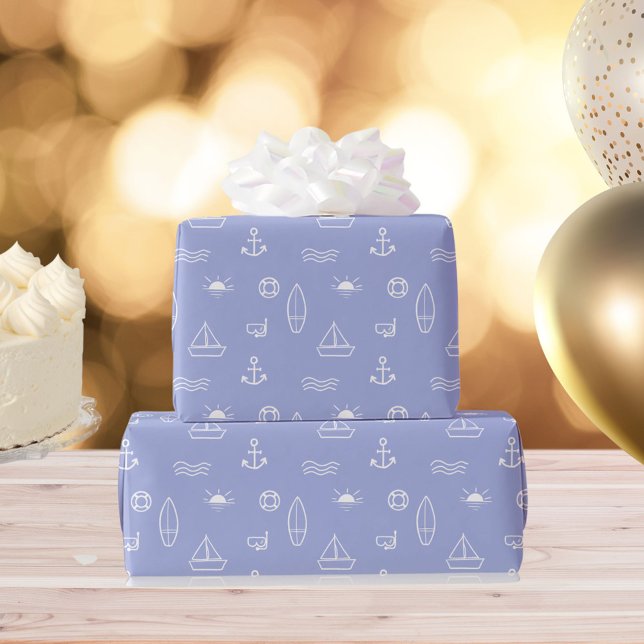 Blåsommarhavssjöskonst Mönster Presentpapper (In situ)