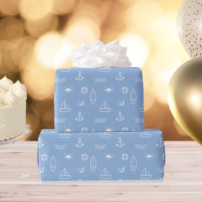 Blåsommarhavssjöskonst Mönster Presentpapper (In situ)