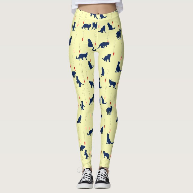 Blåsöta kattungar och röda fiskar leggings (Framsida)