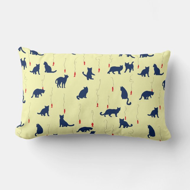 Blåsöta kattungar och röda fiskar lumbarkudde (Framsida)