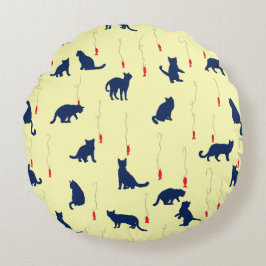 Blåsöta kattungar och röda fiskar rund kudde