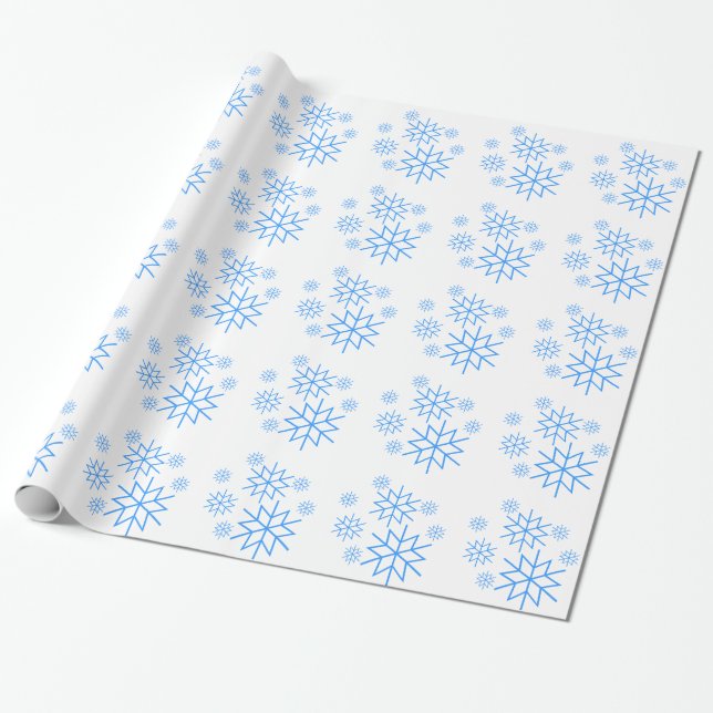 Blåspån - Blå Snöflingor Presentpapper (Utrullad)