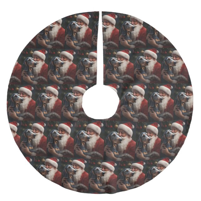 Blåspåret konhund med Jultomten jul Julgransmatta Borstad Polyester (Framsidan)