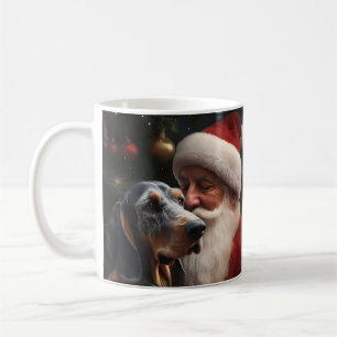 Blåspåret konhund med Jultomten jul Kaffemugg