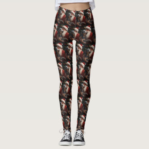 Blåspåret konhund med Jultomten jul Leggings