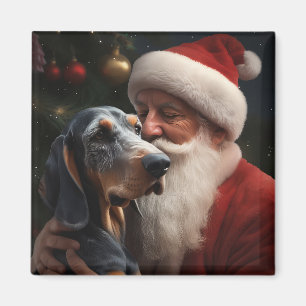Blåspåret konhund med Jultomten jul Magnet