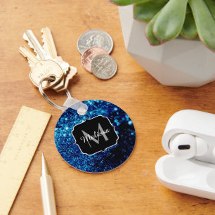 Blåsparkler Abstrakt Frysta bubblor Monogram Nyckelring