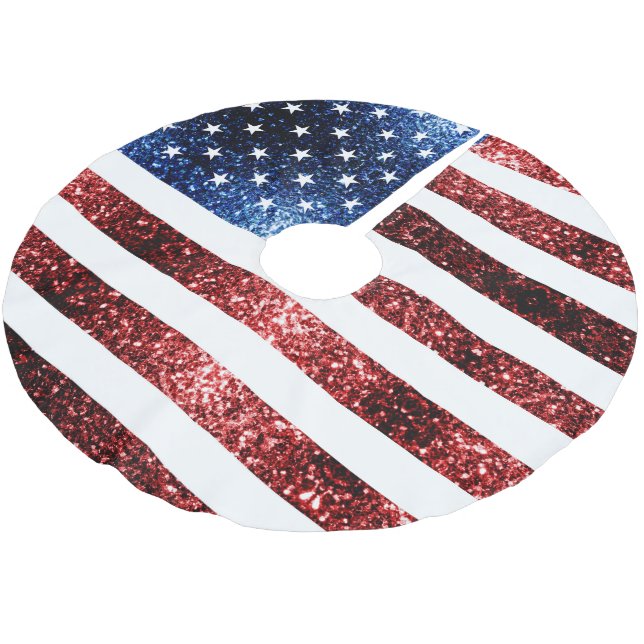Blåsparkler i USA flagga glitter Julgransmatta Borstad Polyester (Vinklad)