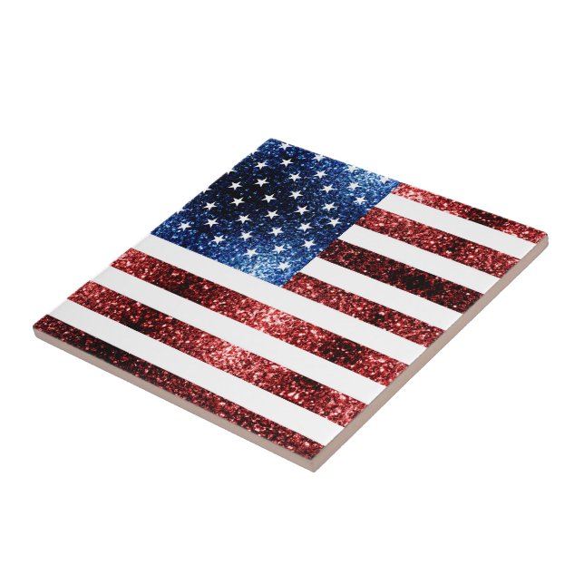 Blåsparkler i USA flagga glitter Kakelplatta (Sidan)