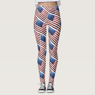 Blåsparkler i USA flagga glitter mönster Leggings