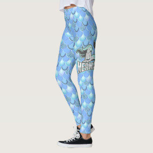 Blåspektrum av sjöjungfru färg leggings