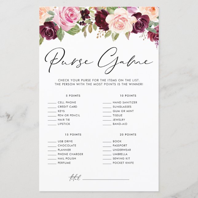 Blåspel för vattenfärg Burgundy och persikoblommor (Framsida)