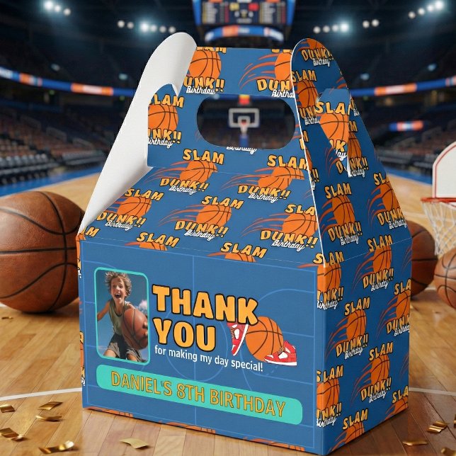 Blåspelande basketboll Kids Tack Birthday Presentaskar (Skapare uppladdad)
