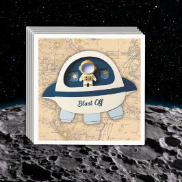 Blast Av! Den moderna Vintagen Astronaut Baby Show Pappersservett