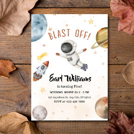 "Blast Av!" Rymden Astronaut 5:e födelsedagen Inbjudningar