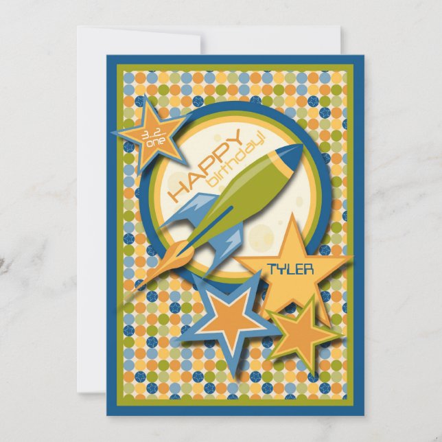 Blast Av! Spaceshöftens födelsedag Kort (Framsida)