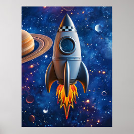 Blast Av - Tecknad Rocket Poster