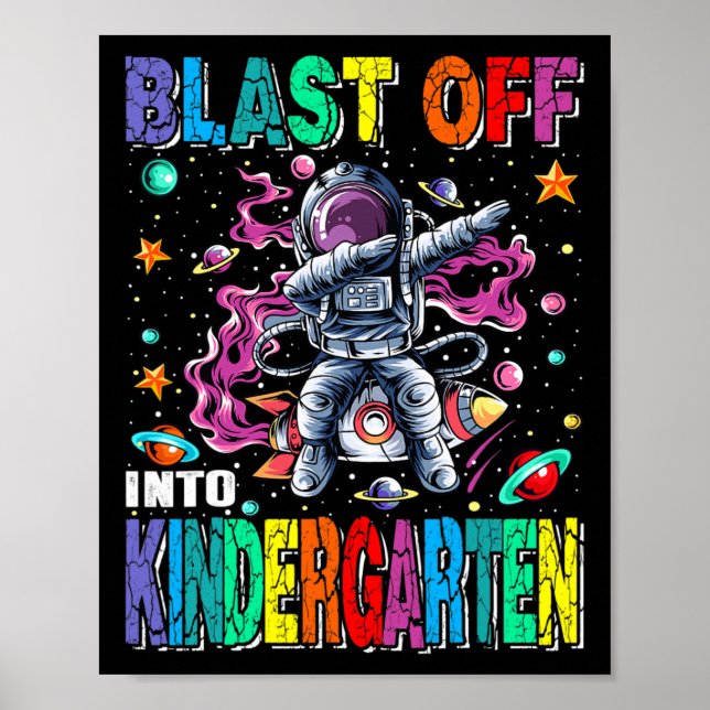Blast av till Kindergarten Rocket Back to school Poster (Framsidan)