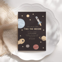 Blast Av två på Måne barnens födelsedag Inbjudningar