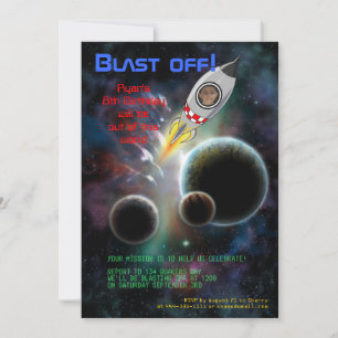 Blast Av! Uppmaning till Rocket Birthday Inbjudningar