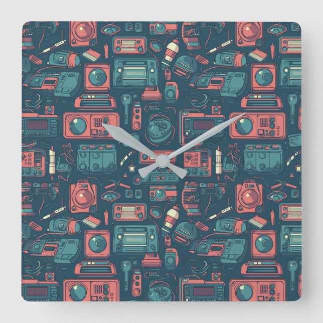 Blast från det förflutna: 80:s teknik fyrkantig klocka (Framsida)