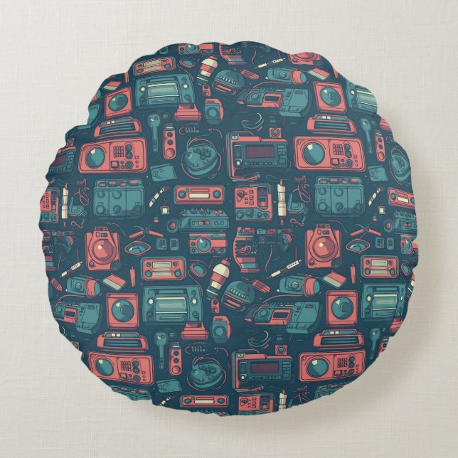 Blast från det förflutna: 80:s teknik rund kudde (Framsidan)