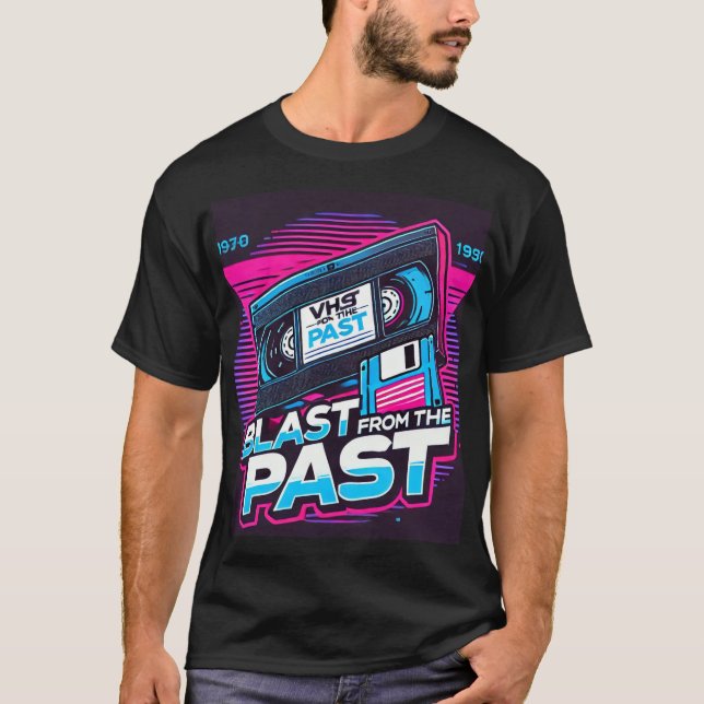 Blast från tidigare Retro VHS- och diskettenhet T Shirt (Framsida)