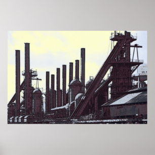 BLAST FURNACES STEEL MILL POSTER