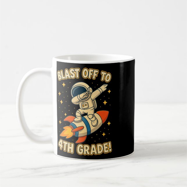 Blast Off 4:e klass raket Dab Rymden Cool Skola V Kaffemugg (Vänster)