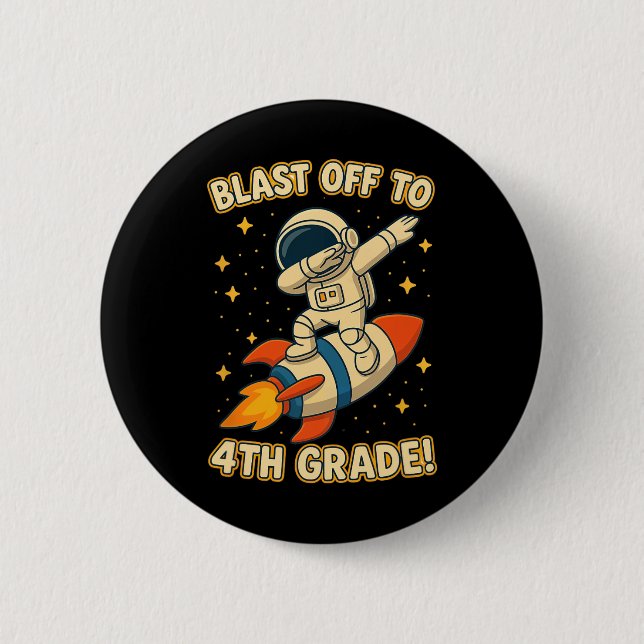 Blast Off 4:e klass raket Dab Rymden Cool Skola V Knapp (Framsida)