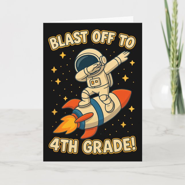 Blast Off 4:e klass raket Dab Rymden Cool Skola V Kort (Framsida)