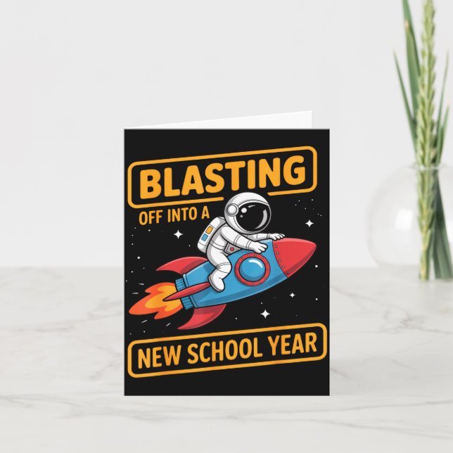 Blast Off In i Ett Nytt Läsår Astronaut Kort (Framsida)