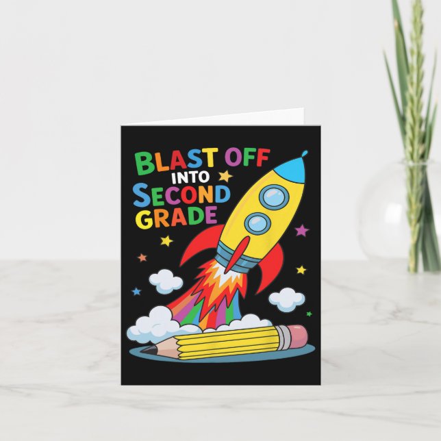 Blast Off Into Second Grade Första skoldagen  Kort (Framsida)